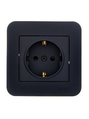 Розетка 1-м СП ASTI 16А IP20 с заземл. защ. шторки термопласт в сборе черн. бархат. LEZARD 7081-4242-124B