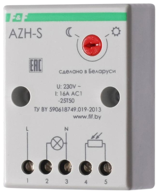 Фотореле AZH-S (выносной фотодатчик IP-65 монтаж на плоскость 230В 16А 1НО IP20) F&F EA01.001.007