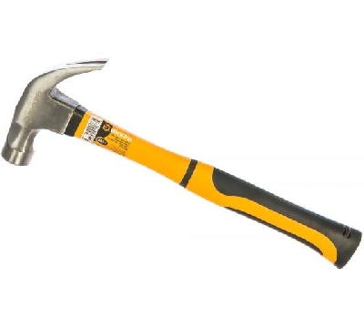 Молоток-гвоздодер 450г фибергласовая двухкомпонентн. ручка с магнитом Вихрь 73/6/8/8