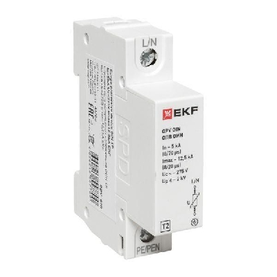 Ограничитель импульсных напряжений ОИН 1Р In=5kA Un=275B Imax=12.5kA EKF opv-oin