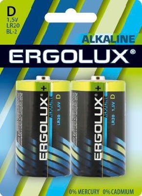 Элемент питания алкалиновый D/LR20 1.5В Alkaline BL-2 (блист.2шт) Ergolux 11752