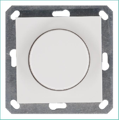 Светорегулятор поворотно-нажимной (диммер) LED 30-400Вт 1gang 2way механизм бел. глянцевый Jasmart G4012W