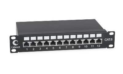 Патч-панель 10дюйм установ. размер 236мм 12 портов RJ45 полностью экранир. кат.6 Dual IDC Cabeus 7953c