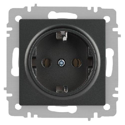 Розетка 1-м СП Accent 6-202-07 16А IP20 250В 2P+E Schuko графит Intro Б0063697