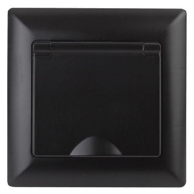 Розетка 1-м СП Solo 4-203-05 16А 250В IP20 2P+E Schuko с заземл. защ. крышка антрацит Intro Б0053661