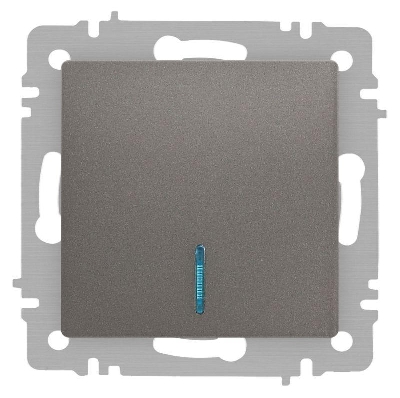 Выключатель 1-кл. СП Accent 6-102-09 10А IP20 250В с подсветкой AL/CU титан Intro Б0063460