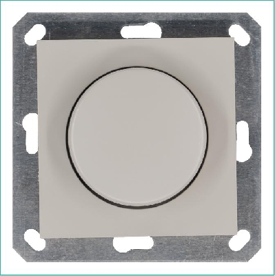 Светорегулятор поворотно-нажимной (диммер) LED 30-400Вт 1gang 2way механизм тауп Jasmart G4012T