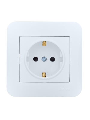 Розетка 1-м СП ASTI 16А IP20 с заземл. защ. шторки термопласт в сборе бел. LEZARD 7081-0202-124B