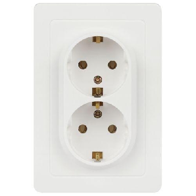 Розетка 2-м СП Style 7-205-01 16А 250В IP20 2х2P+E Schuko с заземл. бел. Intro Б0060621