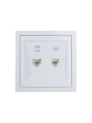 Розетка компьютер+телефон с модулем Cat 6 СП ZIMA бел. LEZARD 704-0288-144