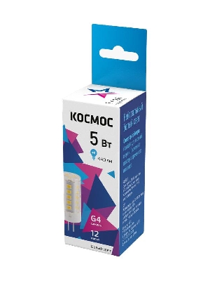 Лампа светодиодная 5Вт капсульная 4500К бел. G4 12В керамика КОСМОС LksmLED5wJCG412v45