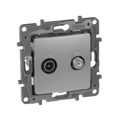 Розетка телевизионная TV/SAT СП Etika двухкабельная механизм алюм. IEK 672457