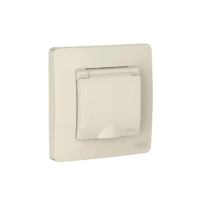 Розетка 1-м СП Blanca 16А IP44 250В с заземл. защ. шторки с крышкой молочн. SE BLNRS441112