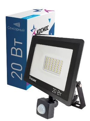 Прожектор светодиодный 20Вт IP65 6500К 1600лм с датчиком движения КОСМОС K_PR5_LED_20S