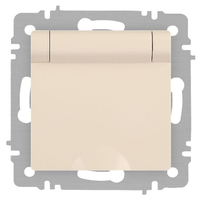 Розетка 1-м СП Accent 6-203-02 16А IP20 250В 2P+E Schuko с крышкой сл.кость Intro Б0063716