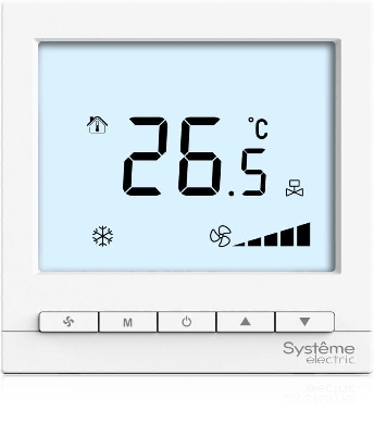 Термостат комнатный цифровой для 4тр 3ск FCU и 2-х поз. клап. 5DO ~220В BS бел. SE RTF4L