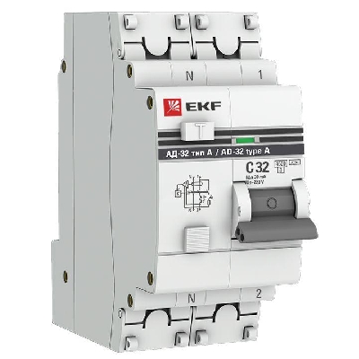 Выключатель автоматический дифференциального тока 2п (1P+N) 32А 30мА тип A АД-32 PROxima EKF DA32-32-30-a-pro