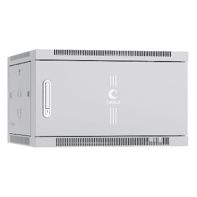 Шкаф телекоммуникационный настенный SH-05F-6U60/60m 19дюйм 6U 600х600х368мм дверь метал. RAL 7035 сер. Cabeus 7104c