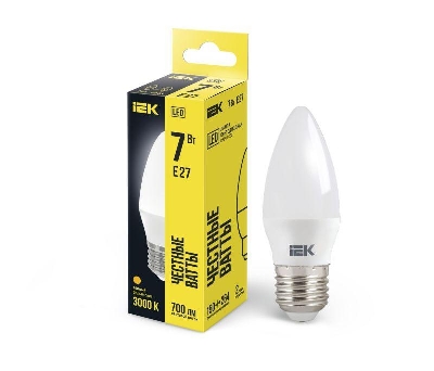 Лампа светодиодная C35 7Вт свеча 3000К E27 230В IEK LLE-C35-7-230-30-E27