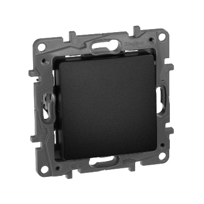 Механизм кнопки 1-кл. СП Etika Plus 6А с НО/НЗ контактом безвинт. зажимы антрацит IEK 672614