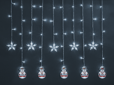 Гирлянда светодиодная "Бахрома" "Звезды и снеговики" 95 025 NGF-D037-02 3х0.6м CW IP20 Navigator 95025