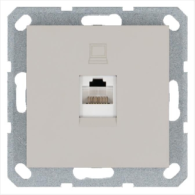 Розетка компьютерная 1-м RJ45 IP20 кат. 5E механизм тауп Jasmart G6105T