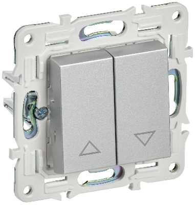 Выключатель жалюзи SKANDY 10А SK-V12S серебр. IEK SK-V15-0-10-K23