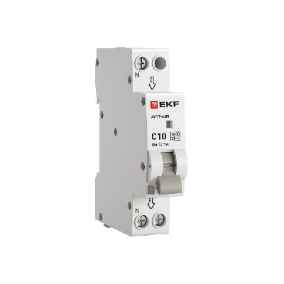 Выключатель автоматический дифференциального тока 1мод. C 10А 10мА тип АС 6кА АВДТ-63М (электрон.) EKF DA63M-10-10