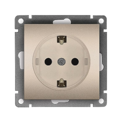 Розетка 1-м СП Афина 16А IP20 с заземл. механизм шампань Universal A0028-Br