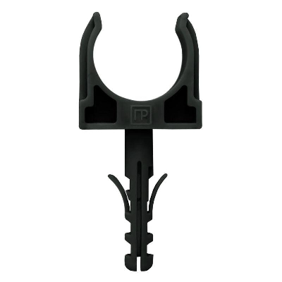 Держатель для труб (клипса) d32мм с дюбелем черн. (в малой упак.) (уп.10шт) Промрукав PR13.0306