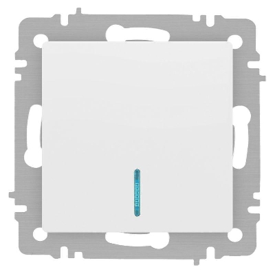 Выключатель 1-кл. СП Accent 6-102-01М 10А IP20 250В с подсветкой AL/CU бел. матов. Intro Б0063466