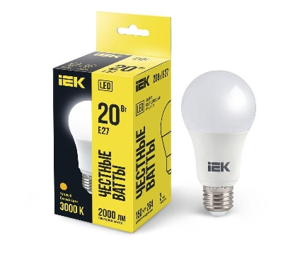 Лампа светодиодная A60 20Вт грушевидная 230В 3000К E27 IEK LLE-A60-20-230-30-E27