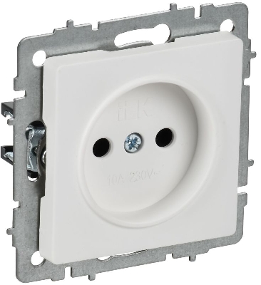 Розетка BRITE РС10-1-0-БрАБ 10А без заземл. без защ. шторок механизм арктич. бел. IEK BR-R10-10-K91