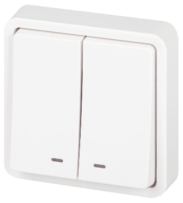 Выключатель Эксперт 11-1525-01 двойн. с подсветкой IP55 10АХ-250В СУ бел. Эра Б0063304