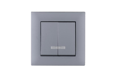 Выключатель 2-клав. с подсветкой Karea RIZZ STAR сер. Makel 88065023