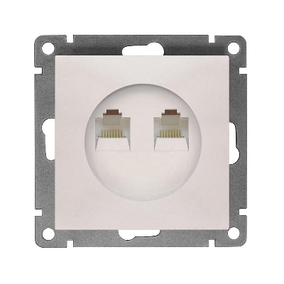 Розетка компьютерная 2-м СП Афина RJ45 кат.5E механизм жемчуж. Universal A1086-OBr