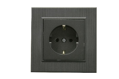 Розетка 1-м Karea LINE STAR с заземл. дым. металлик Makel 86050028