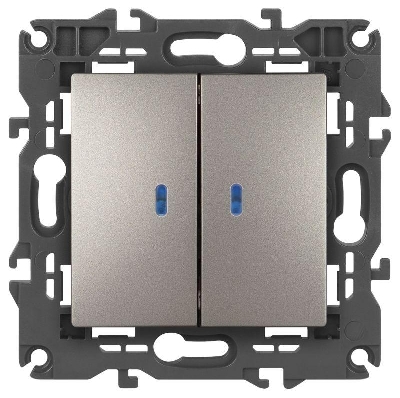 Выключатель 2-кл. Elegance 14-1105-16 250В 10АХ с подсветкой титан Эра Б0065789