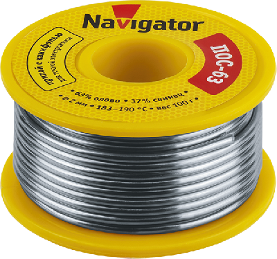 Припой 93 787 NEM-Pos05-63K-2-K100 (ПОС-63 катушка 2мм 100г) NAVIGATOR 93787