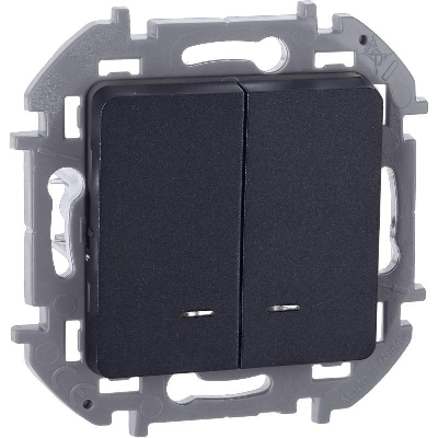 Выключатель 2-кл. Inspiria 10А IP20 250В 10AX с подсветкой/индикацией механизм антрацит IEK 673633