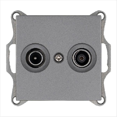 Розетка телевизионная оконечная TV + FM 2-м Ф9.5мм механизм алюм. Jasmart G6204S