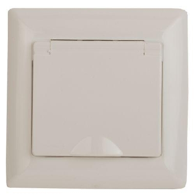 Розетка 1-м СП Solo 4-203-02 16А 250В IP20 2P+E Schuko с заземл. защ. крышка слон. кость Intro Б0053658