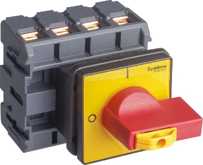 Выключатель-разъединитель 4п 100А IP20 с красн. рукоят. на дверцу 4 винта 1 замок SE MSD100460R