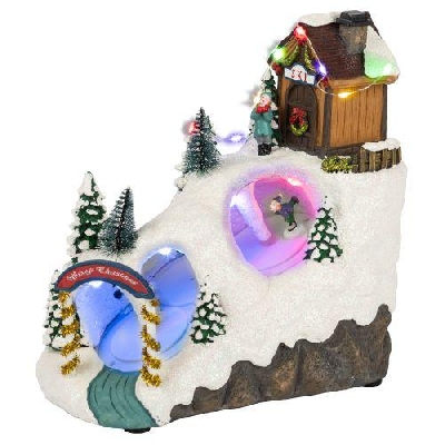 Фигура светодиодная новогодняя EFIS-S06 композиция Лыжня мультиколор 3хАА 22х14х22см Эра Б0060484