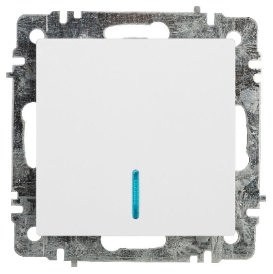 Выключатель 1-кл. СП Accent 6-102-01 10А IP20 250В с подсветкой AL/CU бел. Intro Б0063445