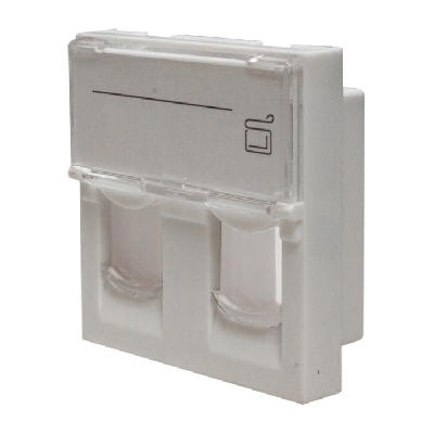 Панель лицевая 2 порта 45х45 Keystone шторки откидное маркировочное окно SUPRLAN 10-0302