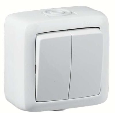 Выключатель 2-кл. ОП Альфа 16А IP44 250В без индикации бел. HEGEL ВА16-251