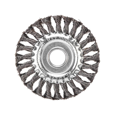 Щетка дисковая для УШМ крученая стальная проволока 125мм отв. 22.23мм Kranz KR-91-1238