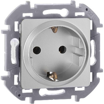 Розетка 1-м СП Inspiria 16А IP20 250В 2P+E немецк. стандарт механизм алюм. IEK 673722