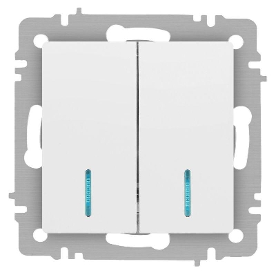 Выключатель 2-кл. СП Accent 6-105-01М 10А IP20 250В с подсветкой AL/CU бел. матов. Intro Б0063507